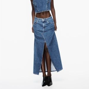 ZARA | Z1975 EYELET LONG DENIM SKIRT | SZ M | NWT